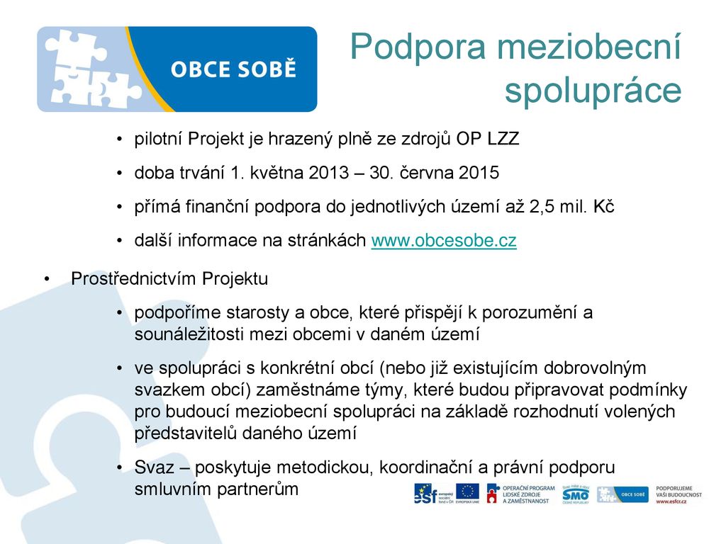 Projekt Svazu Na Podporu Meziobecn Spolupr Ce V R Ppt St Hnout